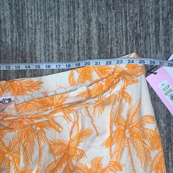 Future Collective Women's Size 4X Plus White Linen Blend Tropical Casual Pants - Picture 8 of 9